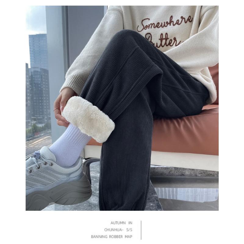 Спортивные штаны из овечьей шерсти и флиса, женские повседневные осенне-зимние, новые универсальные термоштаны, утолщенные брюки-харлан