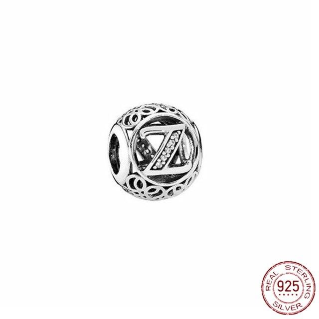 Браслет-подвеска из серебра 925 пробы с буквами AZ и буквами, бусины с именем для женщин, DIY кулон, изготовление ювелирных изделий