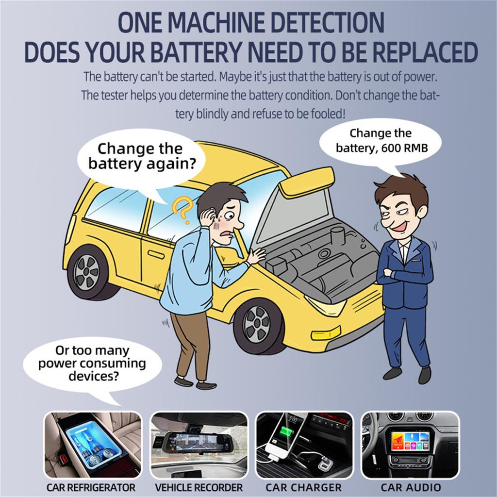 12V 24V Car Battery Tester LCD Battery Analyzer Test Tool Digital Analyzer Tester CCA IR SOH Measurement for Car Truck Boat SUV