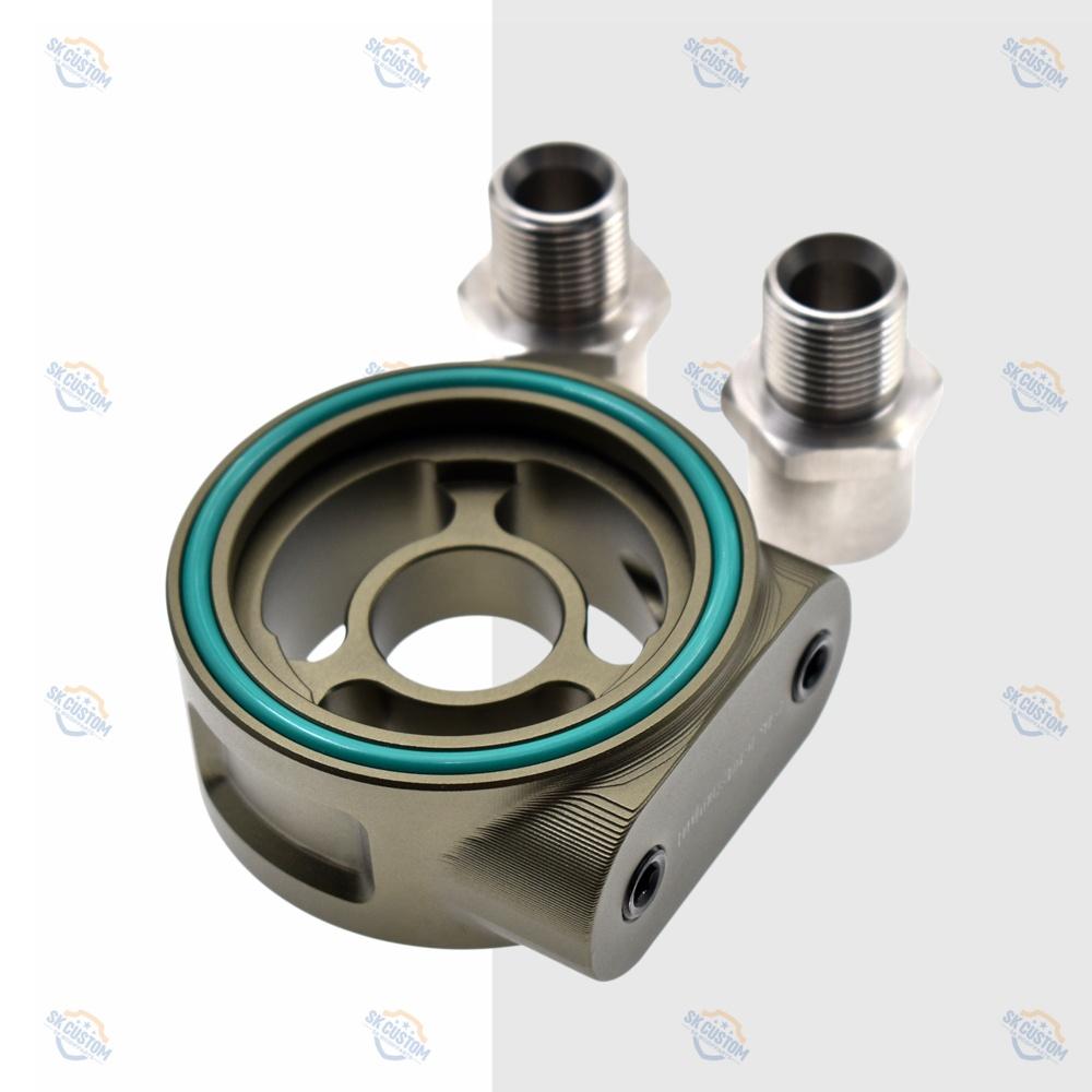 Oil Temperature Pressure M20-1.5 3/4-16UNF Universal Aluminum Oil Filter Sandwich NPT1/8 Instrument Plate Adapter Sensor Base