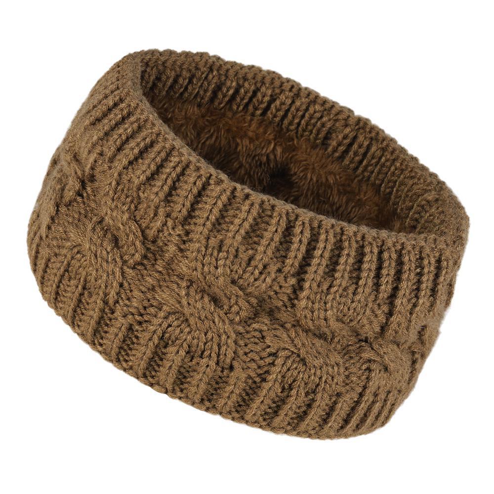 Женская зимняя бархатная вязаная повязка на голову: Теплые спортивные наушники из крученой шерсти для Европы и Америки