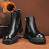 Зимние ботинки мужские из натуральной кожи в стиле ретро простые высокие повседневные ботинки на толстой подошве ботильоны