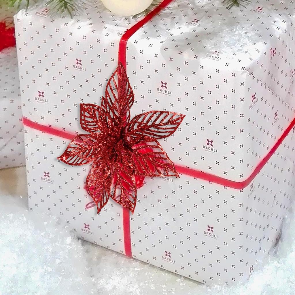 5 шт. Блестящие искусственные цветы Украшение для рождественской елки Для домашнего декора Искусственный цветок Рождественская гирлянда Украшения 2025 Новый год Навидад