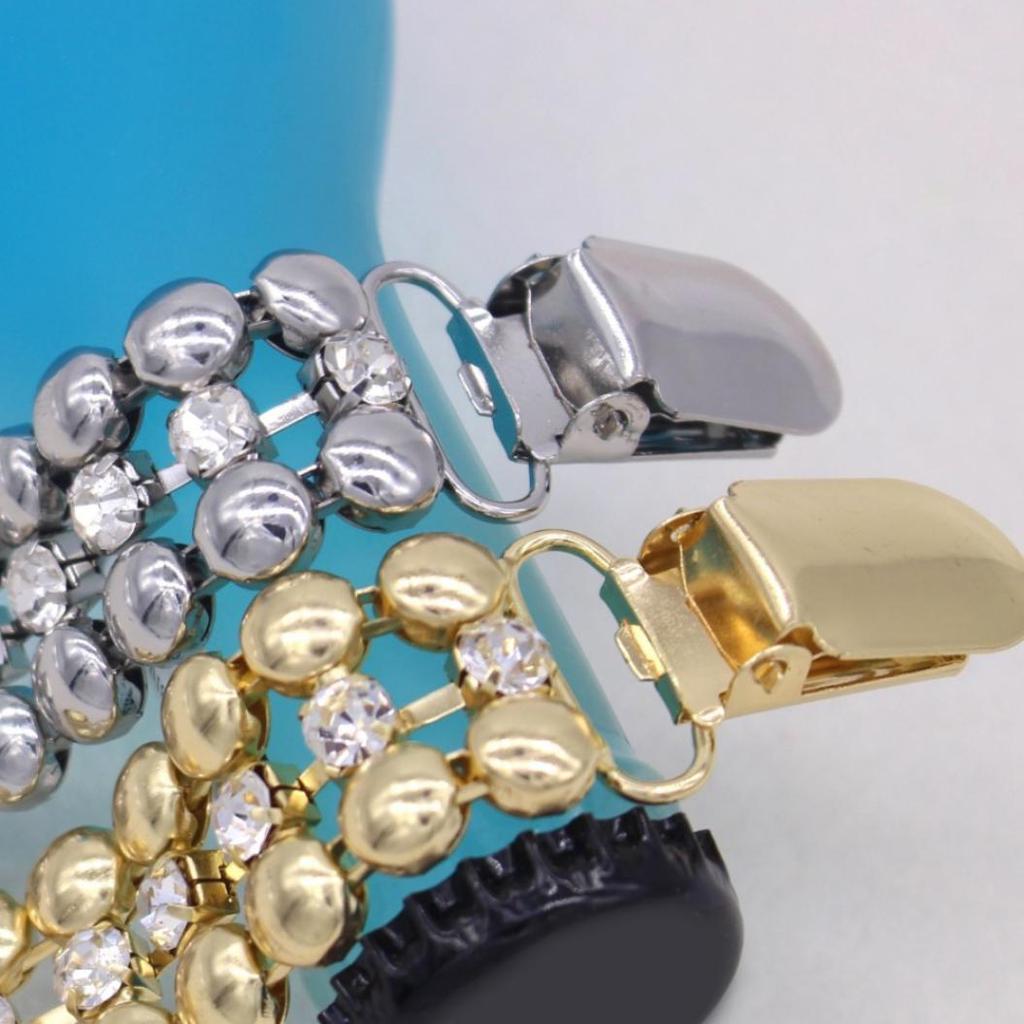 Rhinestone Chain Women's No Buttons Shirt Sweater Cardigan Clip Clamp Decor