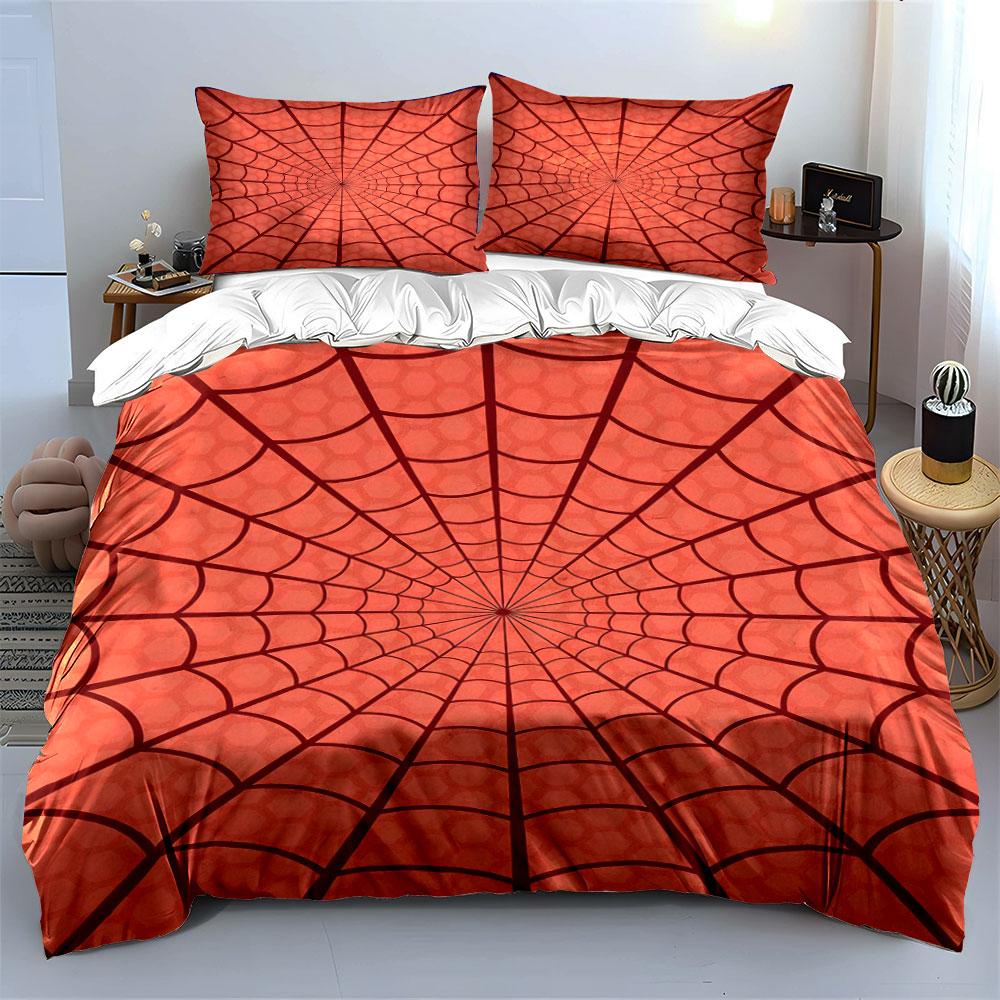 Red spiderweb radiating pattern. Bedding sets Duvet cover sets Duvet covers Pillowcases(1* Duvet Cover 2* Pillowcases without duvet insert)