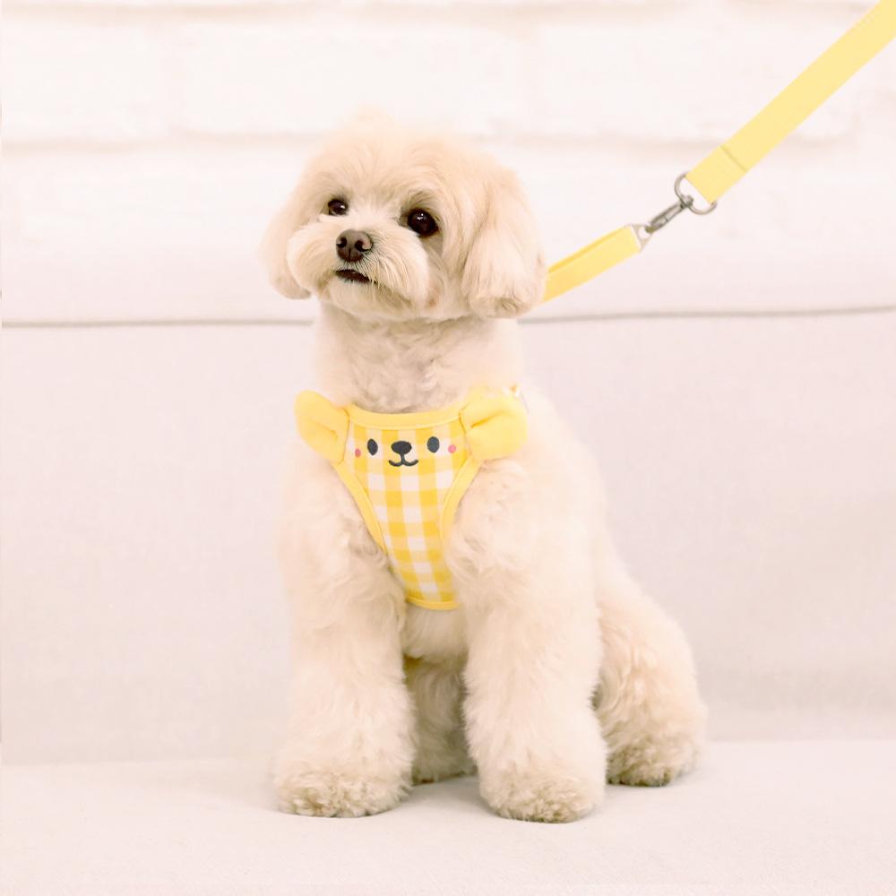 Tank Top Style Dog Leash Cute Checkered Dog Walking Leash Dogs Chain Harness Puppy Small Dog Teddy Bear Pet Supplies