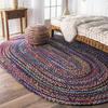 Aizza Trends Indian Handmade Braided Blue Shade Multi Cotton Area Rug- Jute Rug- Dining Room- Living Room