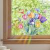Красочные цветы тюльпаны бабочки украшение дома и декор стеклянные двери и окна статические наклейки на окна