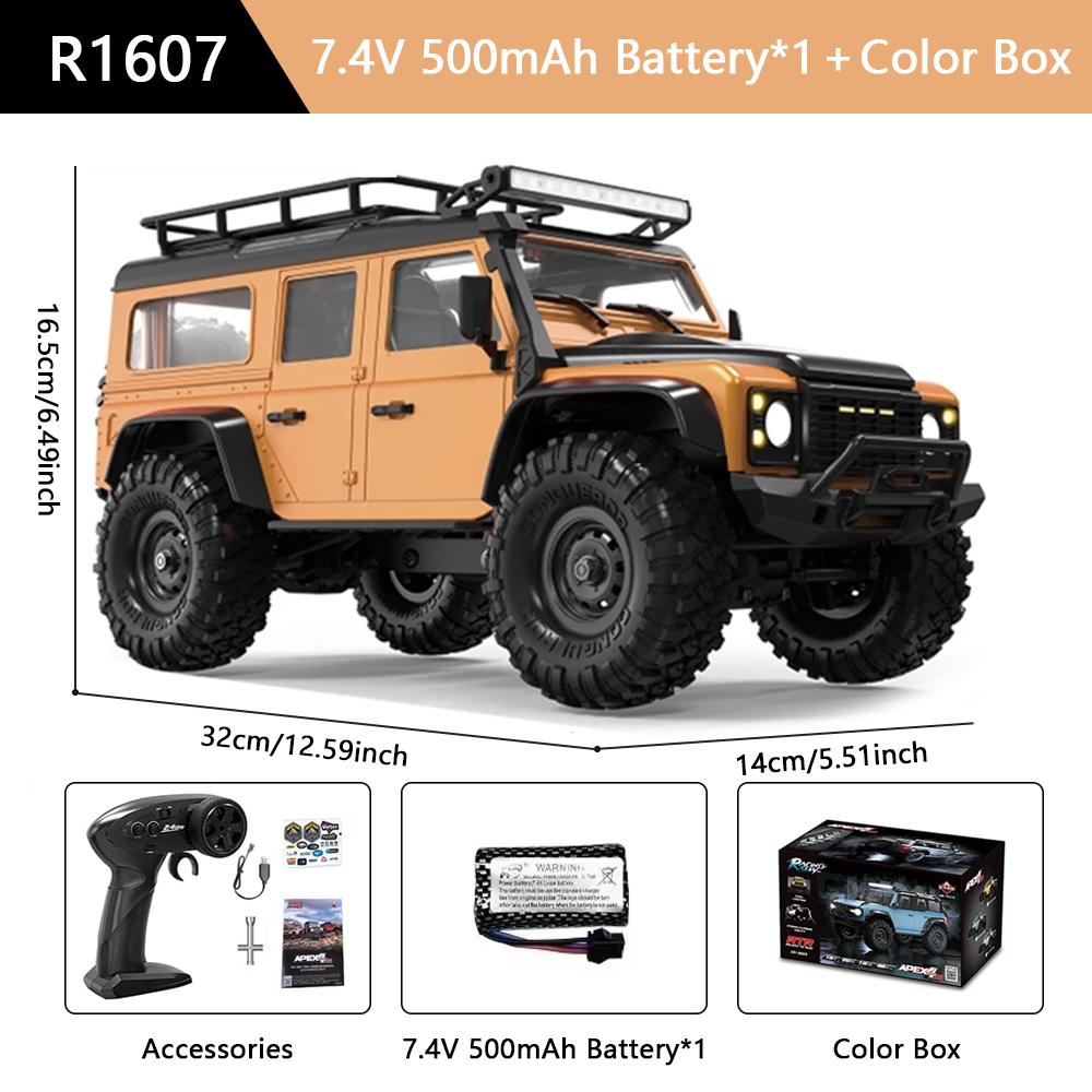 HB R1601 Радиоуправляемая машина 1:16 2.4G 4WD Внедорожные автомобили с дистанционным управлением со светодиодной подсветкой, грузовики-краулеры, модель транспортного средства для лазания, игрушки для детей и взрослых