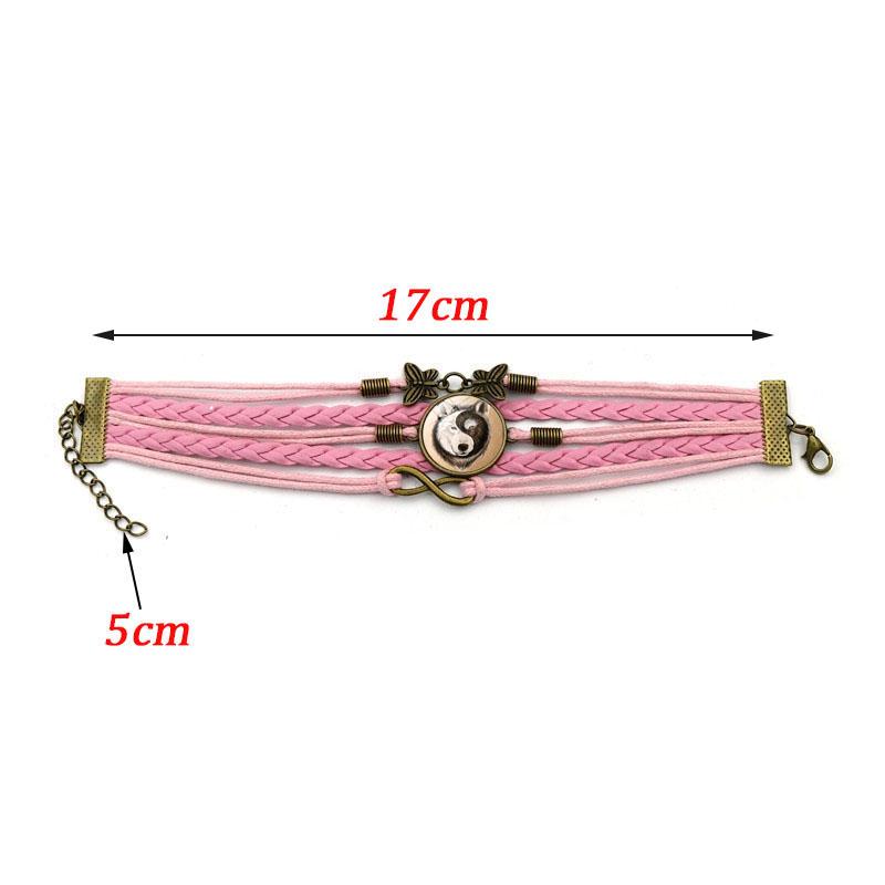 Инь Ян волк браслеты с подвесками для женщин модный стеклянный кабошон бабочка бесконечность ювелирные изделия многослойный кожаный браслет