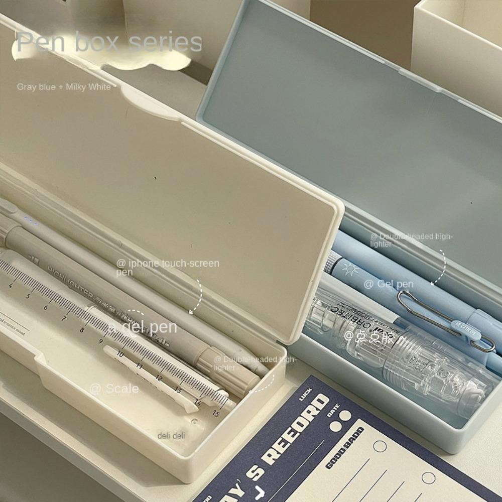 Однотонный пенал для ручек, прозрачный чехол для ручек, настольный ящик для хранения, пенал для ручек, школьные принадлежности