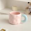 Ceramic Mug with Lid + Spoon Cute Female Office Coffee Cup Contrast Couple Household Water Cup
