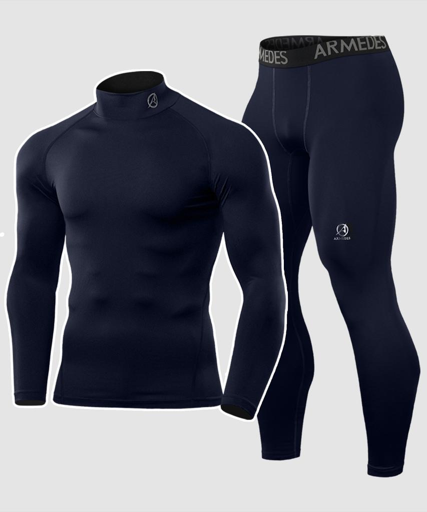 ARMEDES [Set] Men'S Underlayer Turtleneck Tracksuit Top & Bottom Set Ar-151+161 (3 Colors)