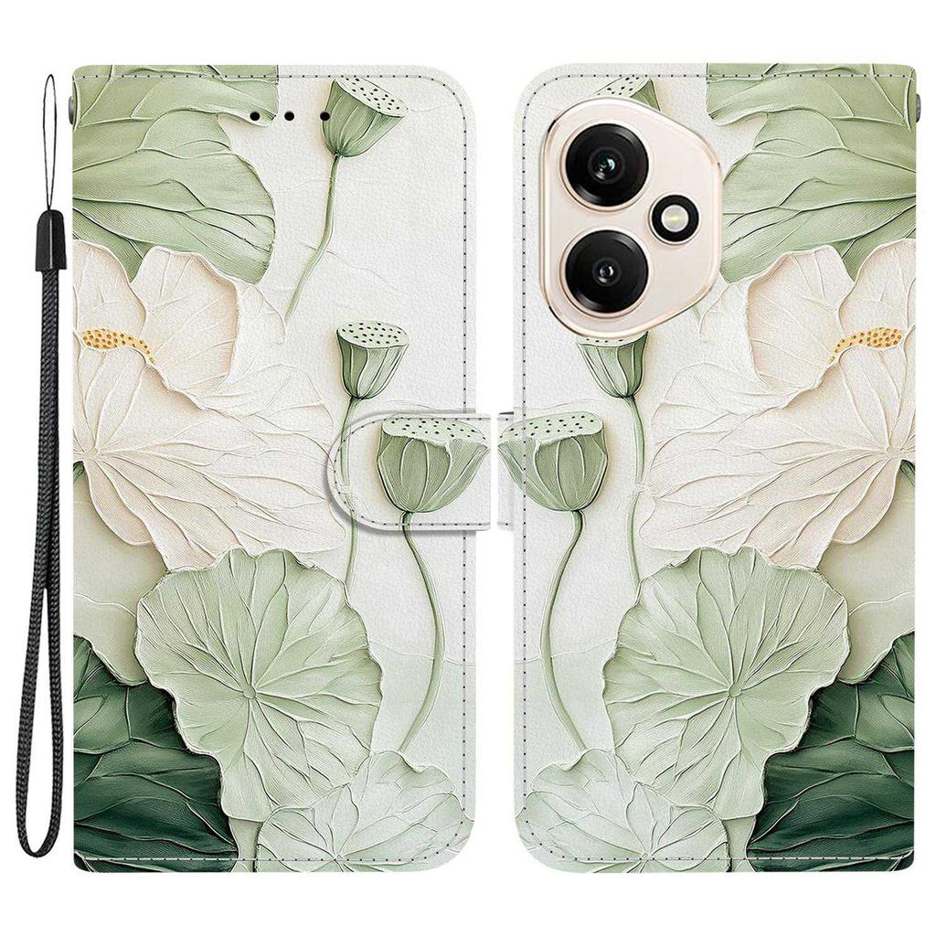 Для Honor 400 5G (Глобальный) Кожаный чехол-кошелек с принтом, подставка, чехол для телефона с ремешком