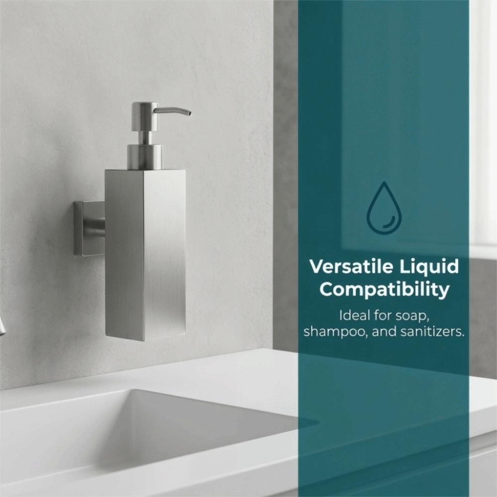 Square Shape Liquid Soap Dispenser Lotion Dispenser Bathroom Kitchen Public Restroom