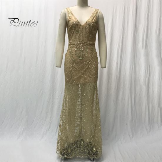 Women Evening Dress Deep V Neck Slim Fit Backless Sleeveless Shiny Sequin Fishtail Hem Floor Length Maxi Dress Prom Party Ball Gown