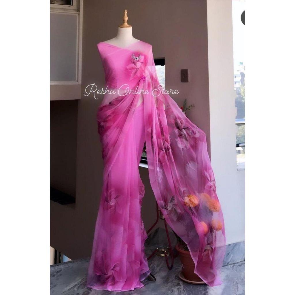 Stylish Casual Wear & Office Wear Saree for Women, Blouse (Need To Be Stitched As Per Size And Fit)