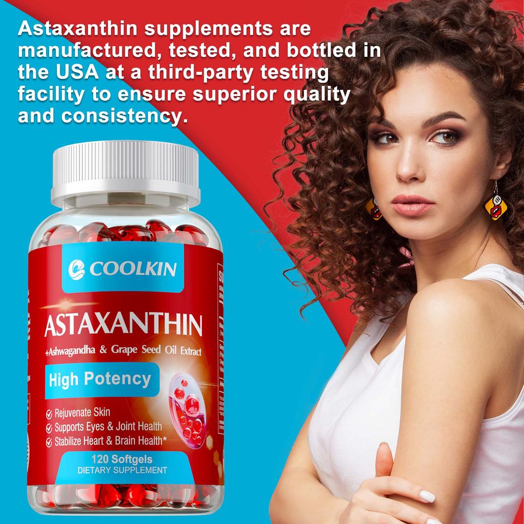 Astaxanthin 24mg-Ashwagandha,Grape Seed Oil-Vision Health,Heart & Joint Support