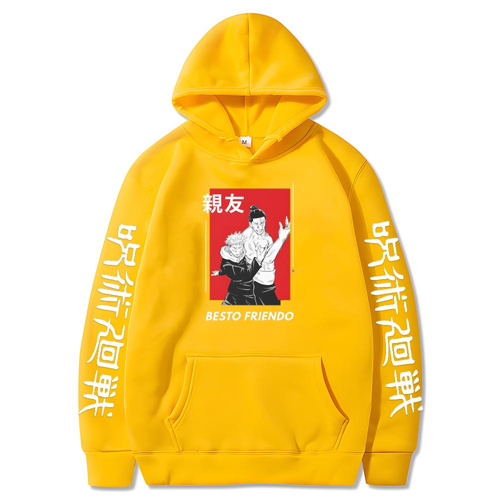 Jujutsu Kaisen Besto Friendo Yuji Todo Новый товар в наличии Harajuku с принтом комиксов Зимняя толстая свободная спортивная мужская модная толстовка с капюшоном большого размера
