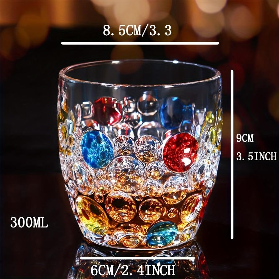 1pc 300ml Colorful Bubble Pattern Embossed Glass Cup Perfect for Whisky Water and Summer Winter Drinks Drinking Glasses Gift