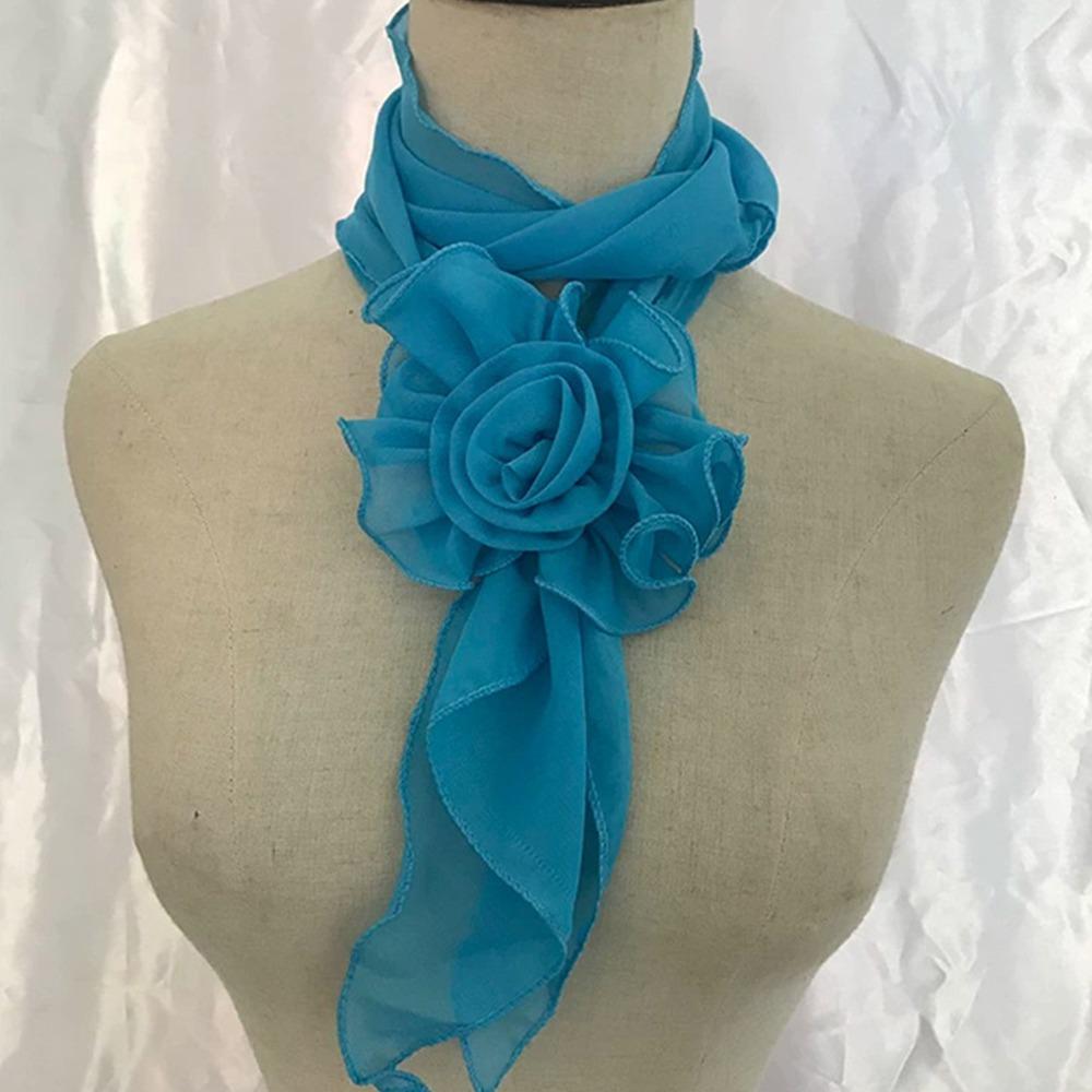 Chiffon Rose Flower Scarf Flower Decor Decorative Collar Scarf Chiffon Neck Wrap Travel Accessory