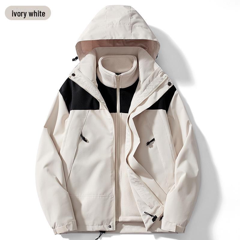 Ветрозащитная куртка Beijia Outdoor 3-в-1 для женщин и мужчин - съемная, плюс бархат, плотная, стильная для осенне-зимнего альпинизма