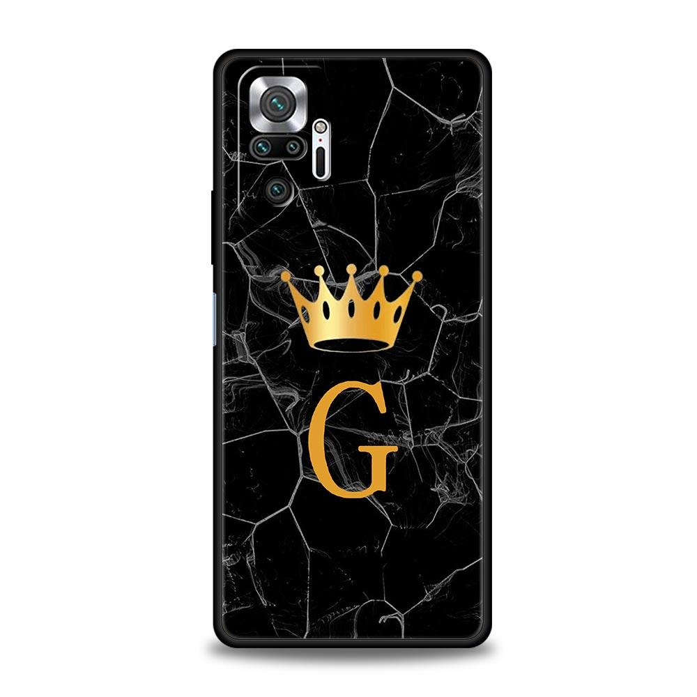 Чехол для телефона с буквой 'A' и короной для Xiaomi Redmi Note 14 13 5G 10 11 12 Pro Plus 4G 14C 13C 12C 10C Черный