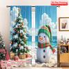 2pcs 2D Flat Printing Merry Christmas Curtain Snowman Christmas Beach Tropical Holiday 100% Polyester Without Electricity Spring