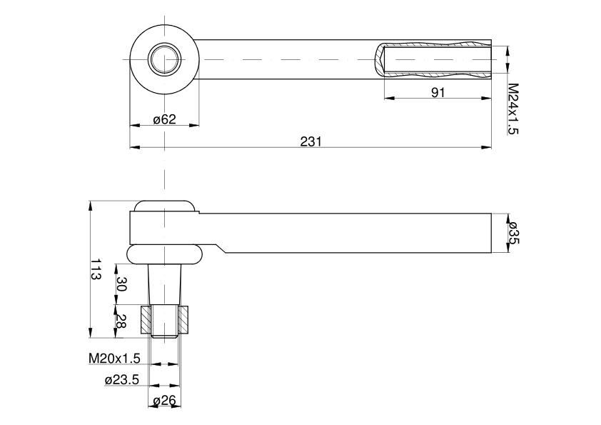 Przegub Kierowniczy 207Mm - M24X1,5 126145A1 Case Taq