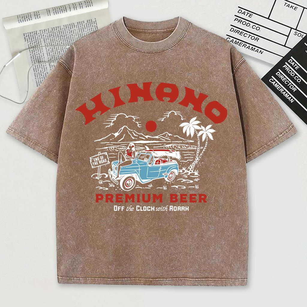 Премиальная футболка с принтом пива, с эффектом снежной стирки, мужская, летняя, удобная, выстиранная, повседневная, свободная, шорты, мягкая хлопковая одежда