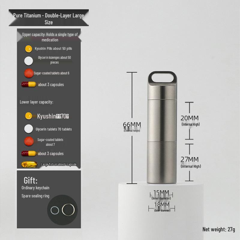 Водонепроницаемая мини-таблетница из нержавеющей стали - Портативный, влагозащищенный дорожный контейнер для лекарств