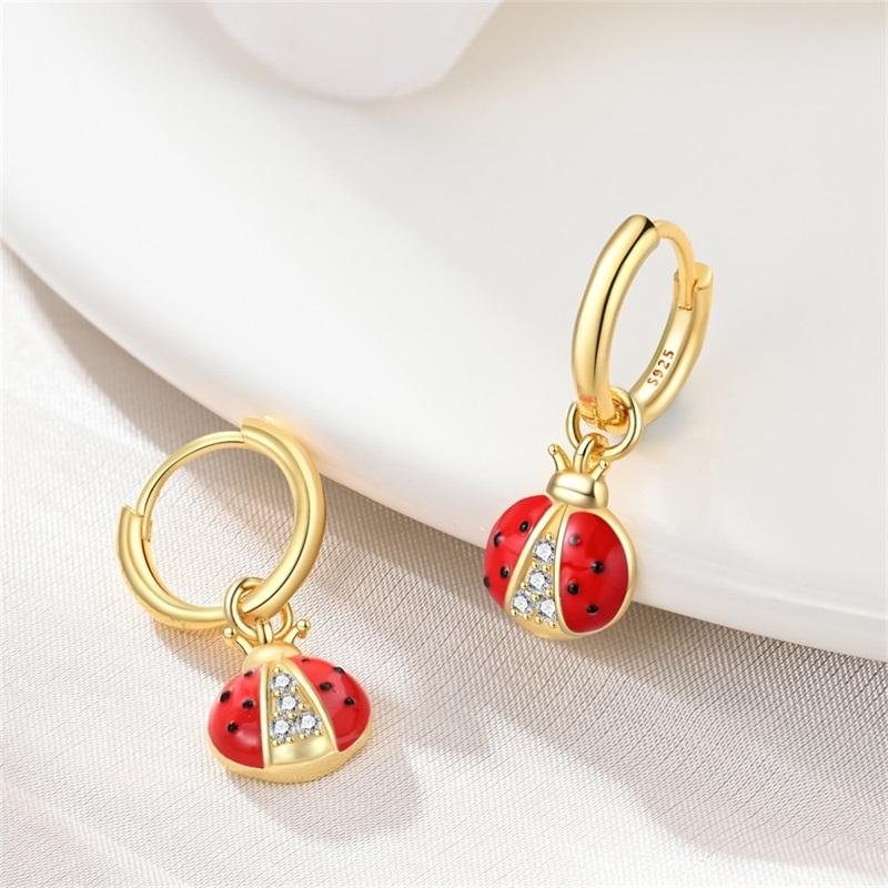 Новые серьги из серебра 925 пробы, серьги-кольца с бабочкой, светлячком, божьей коровкой, кактусом, звездой-хамелеоном, двойные серьги-кольца, модные вечерние уникальные ювелирные изделия