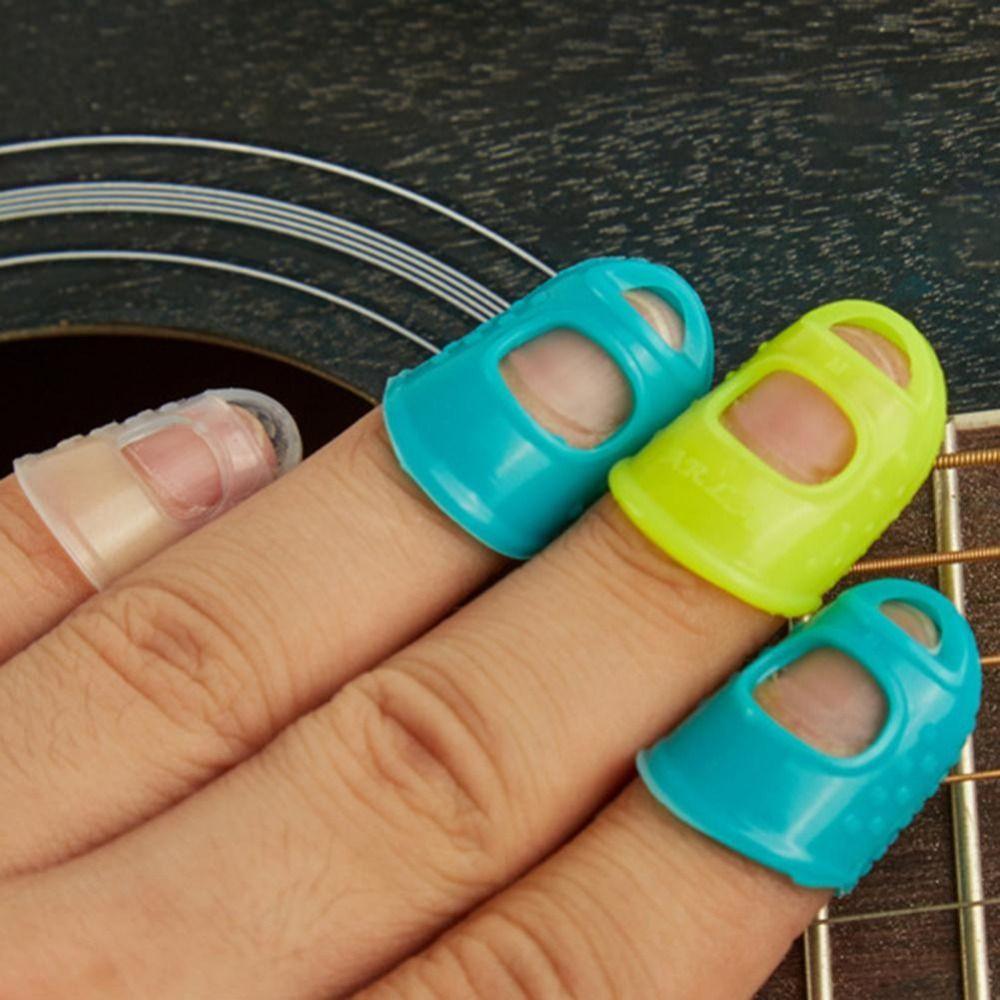 4pcs/set Non-Slip Silicone Finger Guards Solid Color Guitar Fingertip Protectors   Ukulele