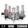 25000LM 100W H4 H7 LED Hi/Lo Beam Canbus 9005 9006 Headlight 6000K 12V Turbo LED H8 H9 H11 Headlamp Bulb Mini Error Free