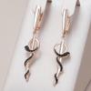 Черные серьги-капли в виде змеи из натурального циркона для женщин, покрытие розовым золотом и черным родием, винтажные животные, повседневные панк-украшения