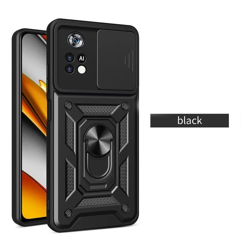 Armor Phone Case For Redmi Note 12 Pro Plus Turbo 13 K70 A3 13C 12S 4G 5G Slide Camera Lens Protection Car Holder Stand Cover