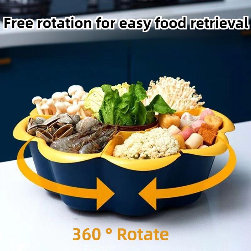360 °rotating nine grid vegetable hotpot platter, 2-layer plastic automatic drainage, detachable fruit and nut kitchen supplies
