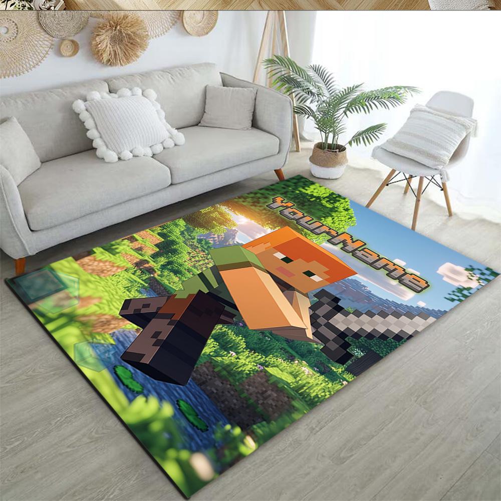 Minecraft 73 Customize Your Name Floor Mat Suitable for Bedrooms Decorate room Entryway Kitchen Anti-slip Rug Anime Office Decor Gift for Festivals