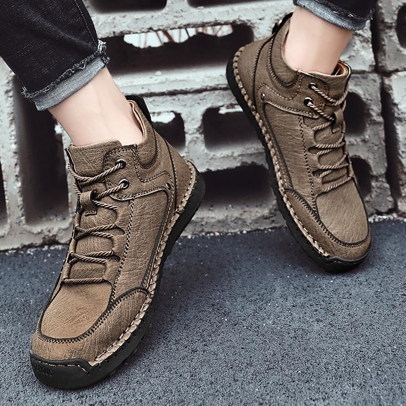 Мужские зимние ботинки среднего берца с флисовой подкладкой, новые высокие спортивные скальные ботинки в британском стиле, мужские рабочие ботинки