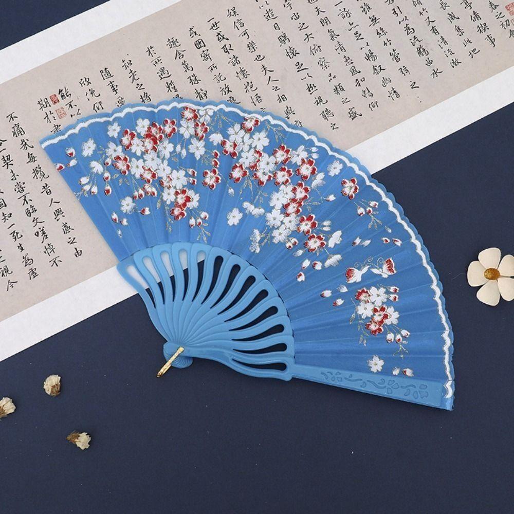 Веер из ткани «Цветок сливы», ручной веер в китайском стиле, элегантный танцевальный веер