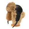 Mens Winter Warm Faux Fur Trimmed Leather Hat With Ear Protection Hooded Cap Outdoor Cold Weather