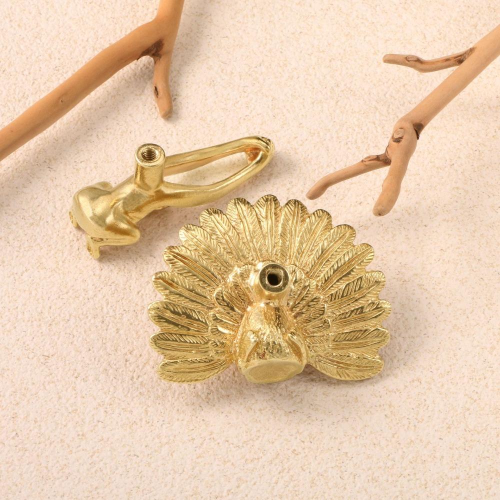 Роскошные дверные ручки для шкафа Золотого цвета Ручки для ящиков шкафа Павлиний Обезьяна Латунная ручка Окно