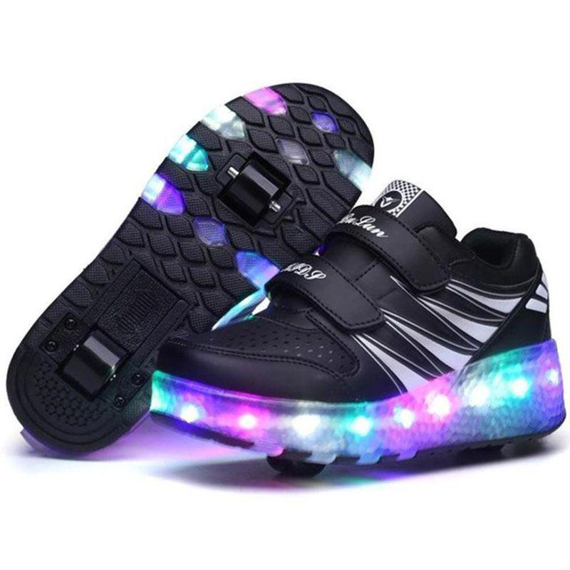 Versatile Led Shoes With Wheels Mesh Roller Skate Glowing Kid Luminous Unisex Sneakers