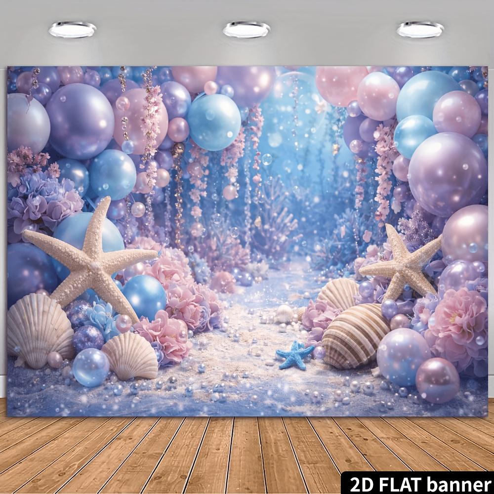 2D plane dreamy underwater party backdrop fabric made of durable polyester material suitable for marine-themed events