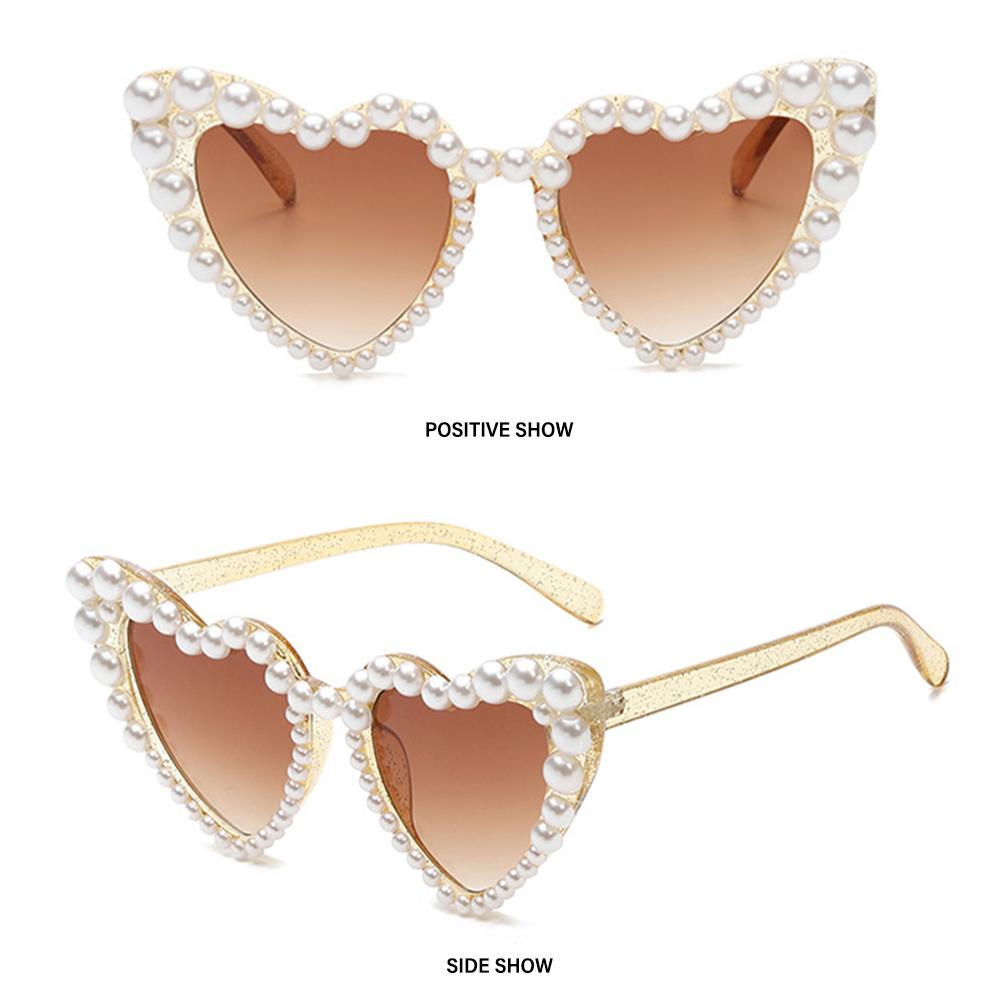 Outdoor UV400 Eyewear Party Glasses Pearls Sun Glasses Heart Sunglasses Shades