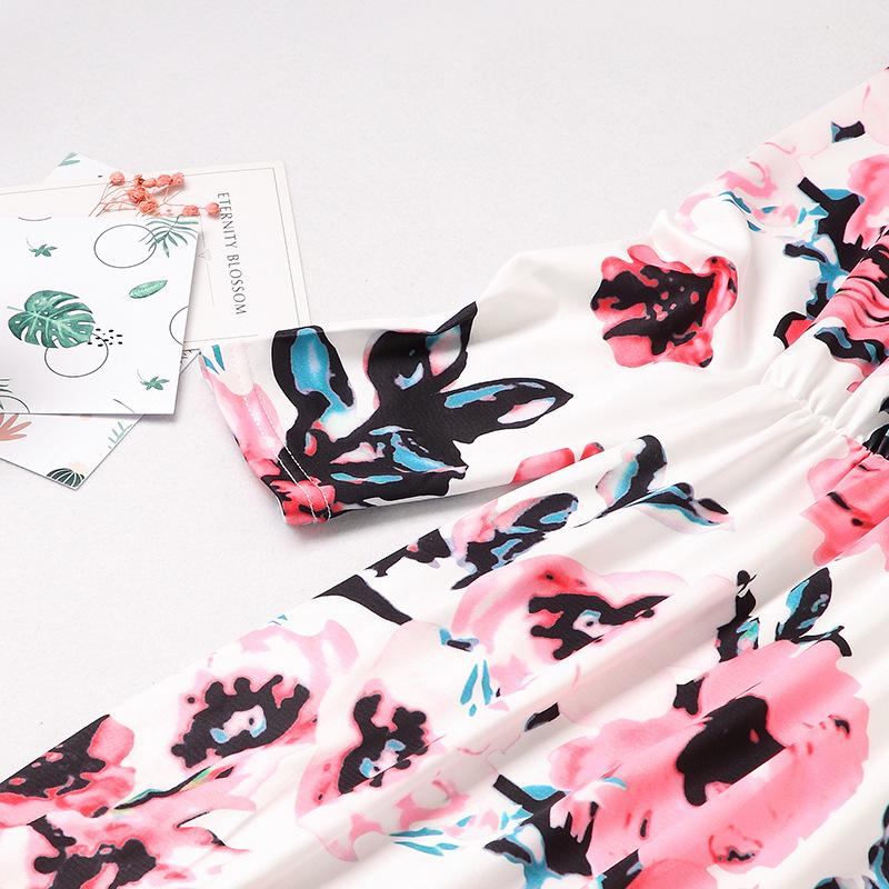 Длинное платье с цветочным принтом для мамы и дочки Одинаковая одежда для всей семьи Платья «Мама и я» Одежда Одежда для мамы, девочки и женщины Семейный образ