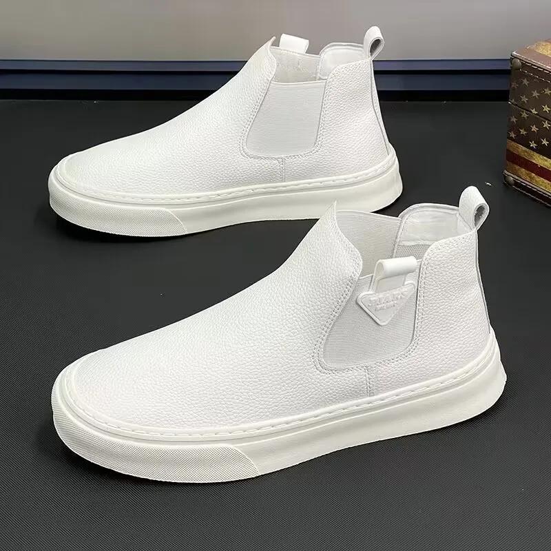 Высокие кроссовки мужские дизайнерские ботильоны модные повседневные из микрофибры и кожи верх увеличенной высоты плоская платформа сандалии обувь