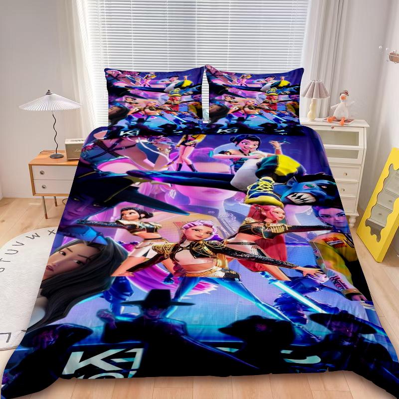 Kids D-Demon H-Hunters Duvet Cover Set K-pop Bedding Set Comforter Cover Twin King with Pillocase Children Gifts Decor