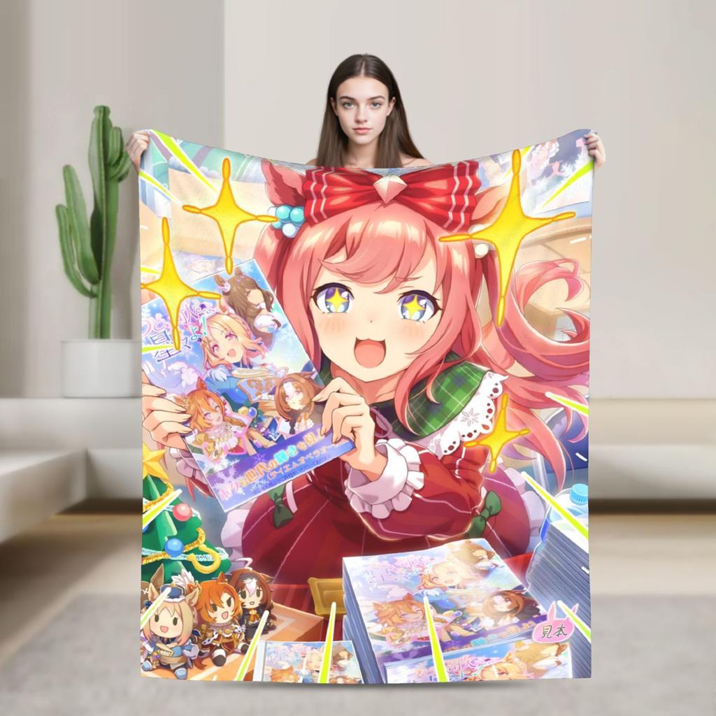 Umamusume Pretty Derby Mejiro Blanket Fleece Autumn/Winter  Portable Lightweight Throw Blanket for Bed Bedroom Rug Piece