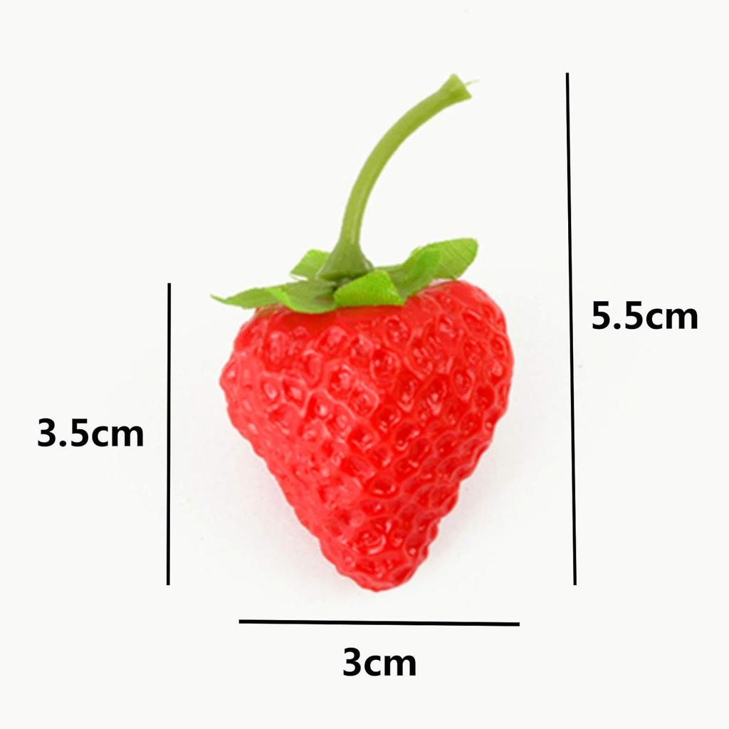 30 Pack Artificial Fruit Lifelike Simulation Red Strawberry Fake Fruit Artificial Strawberries for Home Kitchen Cabinet Shop Supermarket Decor